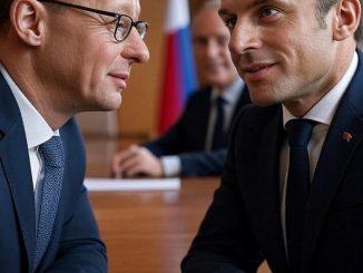 Emmanuel Mcron et Friedrich Merz — Photo UFE-Berlin/IA